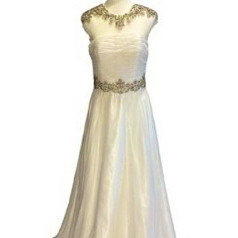 Ally's Collection White Embellished Illusion Wedding Gown